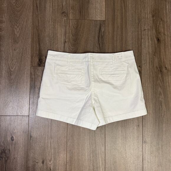 J.Crew 4" Stretch Classic Chino Short WMNS 14 White Hi-Rise Slant Pocket Zip Fly - Picture 6 of 8